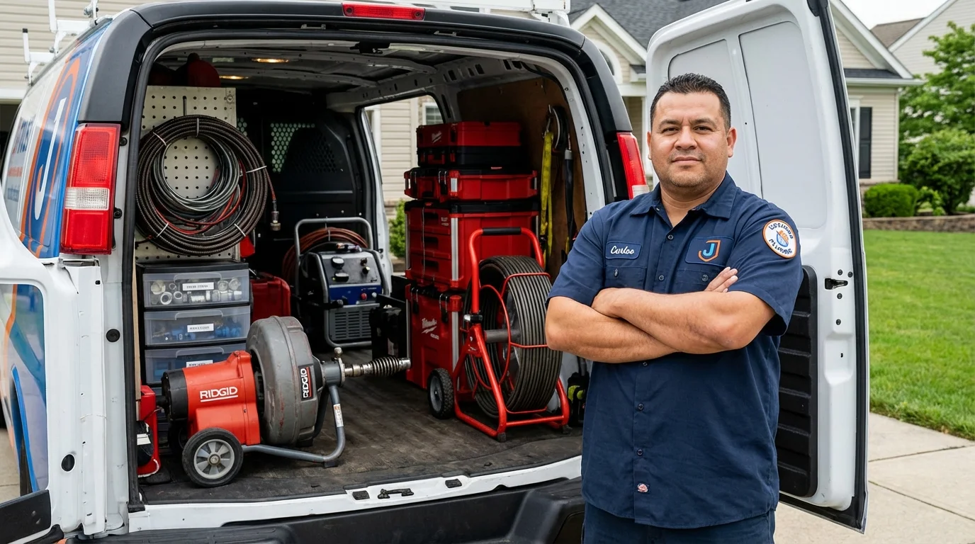 Professional drain cleaning equipment and Johns Plumbing LLC plumber in Rocky Point